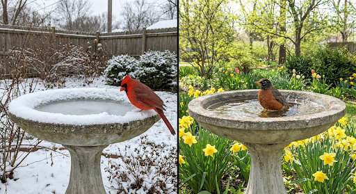 From Spring Thaw to Winter Frost: How to Enjoy Your Concrete Bird Bath All Year Round Bird Bath