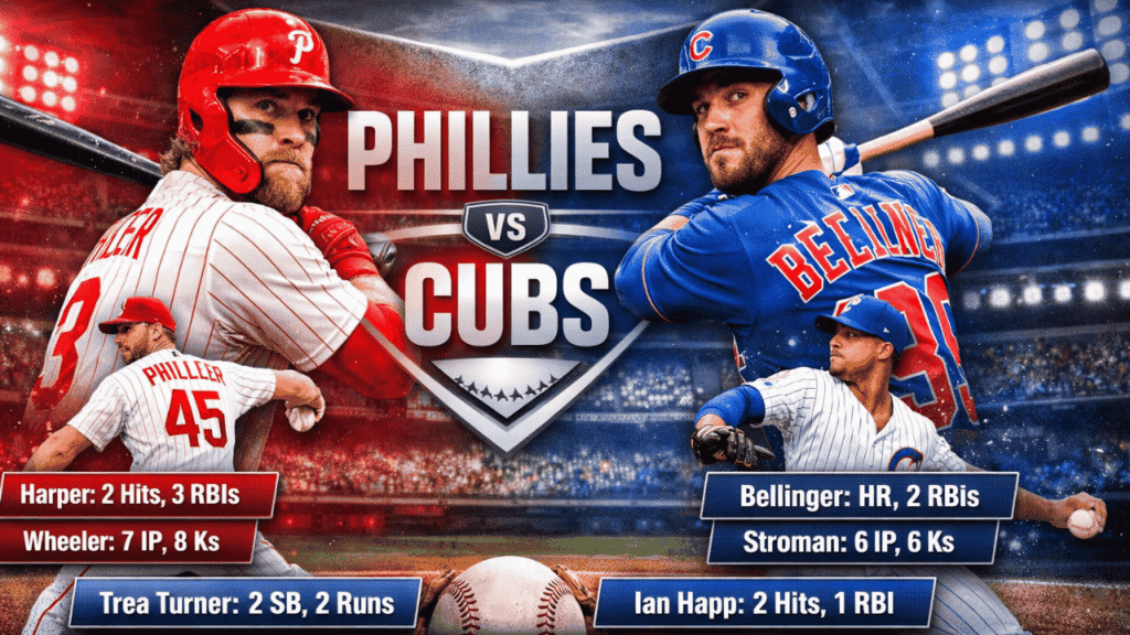 phillies vs chicago cubs match player stats