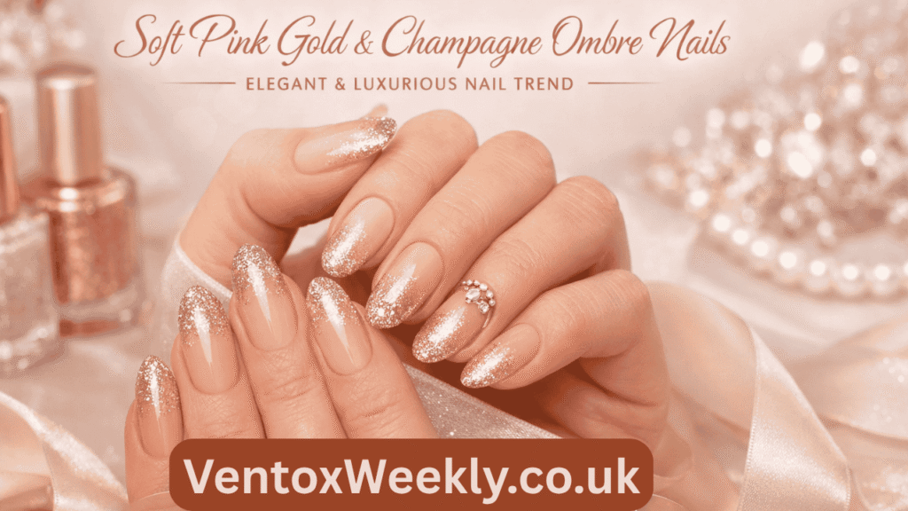 soft pink gold rose gold champagne ombre nails