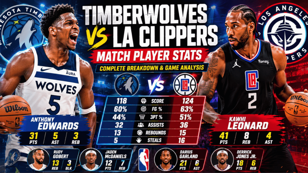 timberwolves vs la clippers match player stats